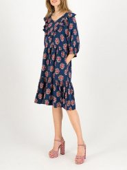 Blutsgeschwister Sukienka "Fabala di Farfalla" w kolorze granatowo-czerwonym ze wzorem rozmiar: L. Niebieskie sukienki Blutsgeschwister, na imprezę, l, bez wzorów, z wiskozy, klasyczne, bez kołnierzyka, bez ramiączek, mini. Za 184.89 zł.