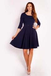Szeroka Granatowa Sukienka Mini z Ozdobnymi Guzikami. Czerwone sukienki Lou-Lou, l, bez wzorów, z elastanu, wizytowe, bez kołnierzyka, bez ramiączek, mini. Za 169.00 zł.