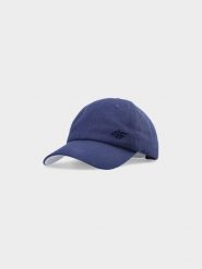 4F Czapka z daszkiem snapback uniseks - granatowa L/XL. Niebieskie czapki z daszkiem 4f, na lato, bez wzorów, z bawełny, klasyczne. W wyprzedaży za 29.99 zł.