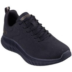Buty sportowe damskie Skechers Bobs Geo How Marvelous. Czarne buty sportowe lifestyle Skechers, bez wzorów, ze skóry ekologicznej, sportowe, bez zapięcia, skechers sport. Za 390.00 zł.