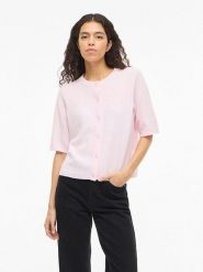 Vila Kardigan "Viliga" w kolorze jasnoróżowym rozmiar: S. Różowe swetry Vila, s, bez wzorów, z materiału, bez ramiączek. Za 74.63 zł.