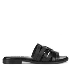 Klapki Lasocki. Czarne klapki Lasocki, bez wzorów, bez obcasa, bez zapięcia. Za 129.99 zł.
