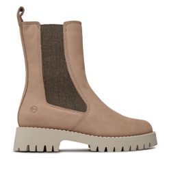Sztyblety Tamaris. Brązowe botki Tamaris, bez wzorów, bez obcasa, na płaskiej podeszwie, bez zapięcia. Za 319.99 zł.