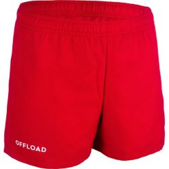 Spodenki do rugby z kieszeniami dla dzieci Offload R100. Czarne szorty OFFLOAD, bez wzorów, z materiału, klasyczne. Za 39.99 zł.