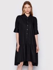 Gestuz Sukienka koszulowa Avaligz 10906320 Czarny Loose Fit. Czarne sukienki Gestuz, bez wzorów, z bawełny, bez kołnierzyka, bez ramiączek, koszulowe. Za 369.99 zł.