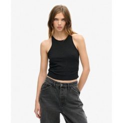 Top marszczony. Czarne bielizna termoaktywna damska Superdry, bez wzorów, bez ramiączek. W wyprzedaży za 97.50 zł.