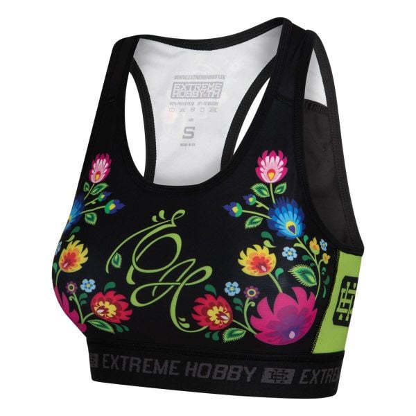 Stanik sportowy fitness siłownia MMA EXTREME HOBBY FOLK. Czarne biustonosze sportowe EXTREME HOBBY, bez wzorów, z elastanu, na fitness i siłownię. Za 129.00 zł.