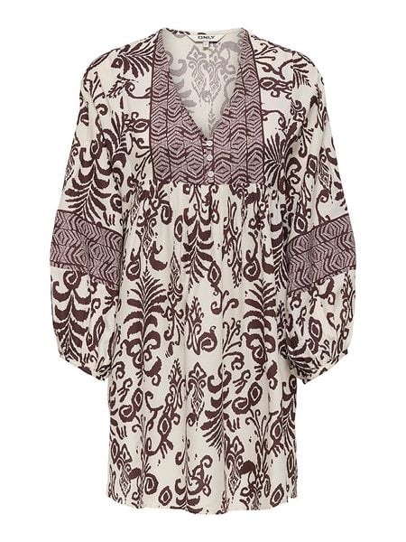 ONLY Sukienka w kolorze beżowym rozmiar: XS. Brązowe sukienki ONLY, na co dzień, xs, bez wzorów, z bawełny, bez kołnierzyka, bez ramiączek, midi, proste. Za 61.17 zł.