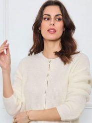 CXL by Christian Lacroix Kardigan w kolorze kremowym rozmiar: onesize. Brązowe swetry CXL by Christian Lacroix, bez wzorów, bez ramiączek. Za 173.99 zł.