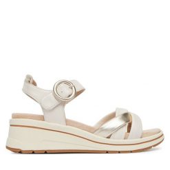 Sandały Caprice. Brązowe sandały Caprice, bez wzorów, bez obcasa, na koturnie, bez zapięcia. Za 399.99 zł.