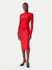 PINKO Sukienka wieczorowa 104838 A2H1 R48 Czerwony Slim Fit. Czerwone sukienki Pinko, xl, bez wzorów, z syntetyku, wizytowe, bez kołnierzyka, bez ramiączek. Za 1,239.00 zł.