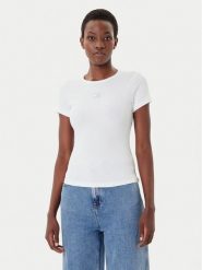Tommy Jeans T-Shirt Badge DW0DW17881 Biały Slim Fit. Białe t-shirty Tommy Jeans, l, bez wzorów, z bawełny, bez kołnierzyka, bez ramiączek. Za 114.99 zł.