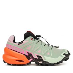 Trekkingi Salomon. Zielone buty trekkingowe Salomon, bez wzorów, bez zapięcia, trekkingowe. Za 729.99 zł.