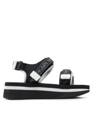 KARL LAGERFELD Sandały KL81905 Czarny. Czarne sandały KARL LAGERFELD, bez wzorów, z materiału, bez obcasa, na koturnie, bez zapięcia. Za 599.99 zł.