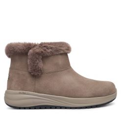 Śniegowce Skechers. Brązowe śniegowce Skechers, bez wzorów, bez zapięcia. Za 429.99 zł.