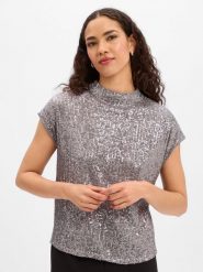 Ambiance koszula z cekinami Kobiety Dzianina szary, 44. Szare koszule Ambiance, bez wzorów, z dzianiny, wizytowe, bez kołnierzyka, bez ramiączek. Za 119.95 zł.
