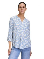 CARTOON Bluzka w kolorze błękitno-białym rozmiar: 36. Białe bluzki Cartoon, bez wzorów, z bawełny, bez kołnierzyka, bez ramiączek. Za 113.99 zł.