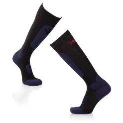 Skarpety narciarskie 3/4 długości z wełny merynosów, czarne, dżinsowe. Czarne skarpetki sportowe TRY TO FLY, bez wzorów, z wełny, narciarskie. W wyprzedaży za 117.64 zł.