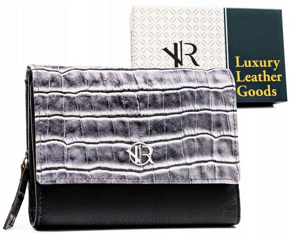 Portfel skórzany Rovicky RV-3412-SLA czarny. Czarne portfele ROVICKY, bez wzorów, ze skóry. Za 96.99 zł.