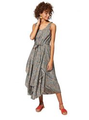 Aller Simplement Sukienka w kolorze błękitno-beżowym rozmiar: 38/40. Brązowe sukienki Aller Simplement, bez wzorów, klasyczne, z asymetrycznym kołnierzem, bez ramiączek, midi, asymetryczne. Za 61.17 zł.