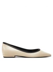 Tory Burch Baleriny Double T Buckle Pointed 155739 Beżowy. Brązowe baleriny Tory Burch, bez wzorów, ze skóry, bez obcasa, bez zapięcia. Za 1,499.00 zł.
