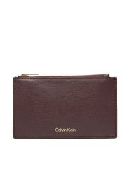 Calvin Klein Portfel Foil Logo Top Zip Cardcase LV04F1090G Bordowy. Czerwone portfele Calvin Klein, bez wzorów, ze skóry. Za 179.99 zł.