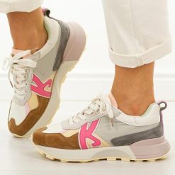 Fuksja skórzane sneakersy damskie Kobbo 66954. Czerwone buty sportowe lifestyle Kobbo, na jesień, bez wzorów, z jeansu, biznesowe, z okrągłym noskiem, bez zapięcia. Za 249.00 zł.