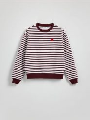 Bawełniana bluza z haftem - czarny. Czarne bluzy Reserved, l, bez wzorów, z bawełny, bez kaptura. W wyprzedaży za 59.99 zł.