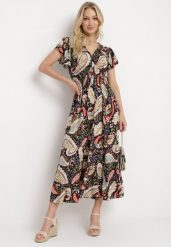 Czarna Bawełniana Sukienka Boho z Gumką w Talii i Wzorem Paisley Sirrelia. Czarne sukienki Born2be, l, bez wzorów, z bawełny, boho, bez kołnierzyka, bez ramiączek, maxi. W wyprzedaży za 38.49 zł.