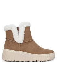 Rieker Botki N2560-24 Brązowy. Brązowe botki Rieker, bez wzorów, z materiału, bez obcasa, na płaskiej podeszwie, bez zapięcia. Za 287.00 zł.