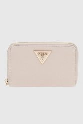 GUESS Biały portfel damski Laurel. Białe portfele Guess, z aplikacjami, ze skóry ekologicznej. W wyprzedaży za 165.99 zł.