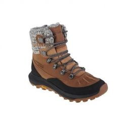 Buty do chodzenia damskie Merrell Siren 4 Thermo Demi. Brązowe trekkingi Merrell, z aplikacjami, z jeansu, za kostkę, bez zapięcia, trekkingowe. Za 781.65 zł.