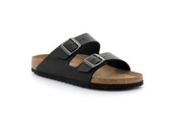 Klapki Birkenstock Arizona Czarne Damskie. Czarne klapki Birkenstock, bez wzorów, z nubiku, klasyczne, bez obcasa, bez zapięcia. Za 566.60 zł.