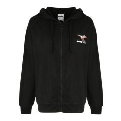 Bluza damska DIADORA L. HOODIE FZ FLOSS. Czarne bluzy Diadora, l, bez wzorów, bez ramiączek, bez kaptura. Za 89.99 zł.