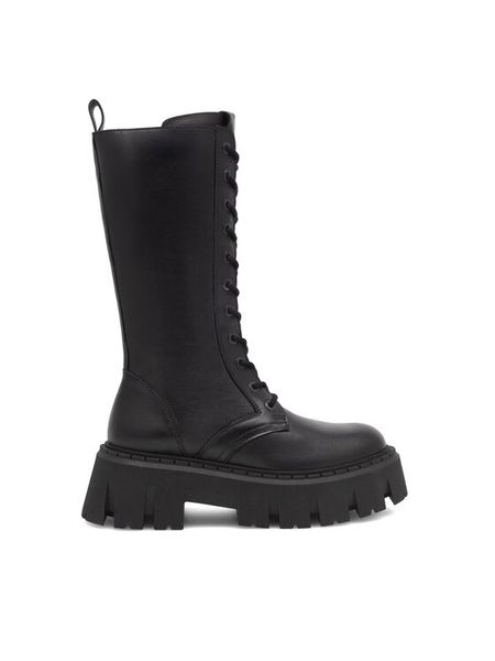 Badura Kozaki LIZBONA-23FW12 Czarny. Czarne kozaki Badura, bez wzorów, ze skóry, bez obcasa, na płaskiej podeszwie, bez zapięcia. Za 499.99 zł.