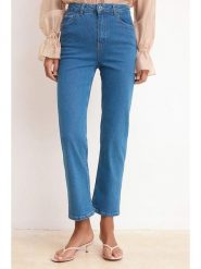 Trendyol Dżinsy - Straight fit - w kolorze niebieskim rozmiar: 42. Niebieskie jeansy Trendyol, bez wzorów, klasyczne, z podwyższonym stanem. Za 132.98 zł.
