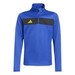 Adidas Tiro 25 Essentials junior - Bluza z zamkiem dla juniorów. Niebieskie bluzy adidas, bez wzorów, z materiału, bez ramiączek, bez kaptura. Za 154.75 zł.