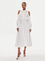 Pinko Sukienka koszulowa Hazzard 103630 A1X8 Biały Regular Fit. Białe sukienki Pinko, bez wzorów, z bawełny, bez kołnierzyka, bez ramiączek, koszulowe. Za 899.99 zł.