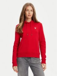 Guess Bluza W4YQ04 KC811 Czerwony Regular Fit. Czerwone bluzy Guess, xxl, z aplikacjami, z bawełny, bez kaptura. Za 349.99 zł.