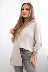 Koszula bawełniana muślinowa beżowa. Brązowe koszule Kesi Włoski, l, bez wzorów, z bawełny, eleganckie, bez kołnierzyka, bez ramiączek. Za 188.21 zł.
