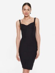 Elisabetta Franchi Sukienka koktajlowa AB-325-31E2-V360 Czarny Slim Fit. Czarne sukienki Elisabetta Franchi, bez wzorów, z syntetyku, wizytowe, bez kołnierzyka, bez ramiączek. Za 2,189.00 zł.