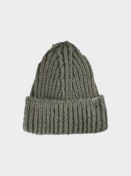 4F Czapka beanie damska - zielona S. Zielone czapki zimowe 4f, bez wzorów, z dzianiny, klasyczne. Za 59.99 zł.