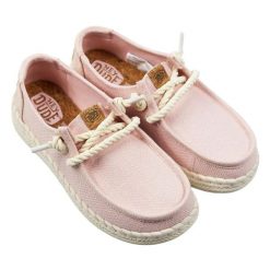 HEYDUDE Damskie Mokasyny Wendy Espadrille Hibiscus. Czerwone mokasyny Hey dude, bez wzorów, z materiału. Za 359.00 zł.