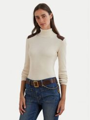 LAUREN RALPH LAUREN Golf 200951386001 Écru Slim Fit. Swetry Lauren Ralph Lauren, xs, bez wzorów, z bawełny, bez ramiączek. Za 419.99 zł.