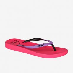 Damskie klapki Coqui. Czerwone klapki Coqui, bez wzorów, z materiału, sportowe, bez obcasa, bez zapięcia. Za 130.99 zł.