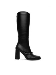 DeeZee Kozaki 7366 3-BLACK PU Czarny. Czarne kozaki DeeZee, bez wzorów, z materiału, bez obcasa, na słupku, bez zapięcia. Za 229.99 zł.