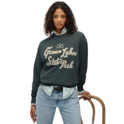 Bluza damska Superdry Lo-fi Outdoor. Zielone bluzy Superdry, bez wzorów, bez kaptura, outdoorowe. Za 327.70 zł.