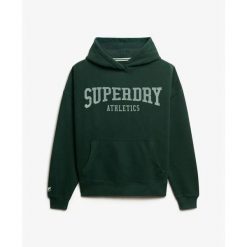 Bluza damska z kapturem Superdry Athletic Essential Relaxed. Zielone bluzy Superdry, bez wzorów, eleganckie, bez ramiączek, z kapturem. Za 284.00 zł.