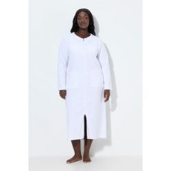 Damskie Szlafrok dwukierunkowy zamek błyskawiczny frotte miękki w dotyku. Białe szlafroki damskie Ulla Popken, l, bez wzorów, z bawełny, bez ramiączek. Za 239.99 zł.