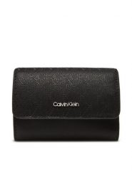 Calvin Klein Portfel damski Ck Must Aop Small Trifold W Zip LV04F1038G Czarny. Czarne portfele Calvin Klein, bez wzorów, ze skóry. Za 259.99 zł.
